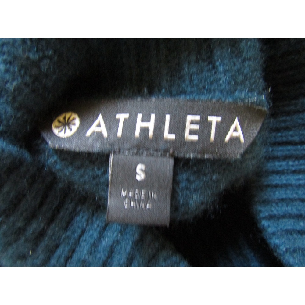 Athleta Sweater Womens S Blue Good Wool Cashmere Mock Neck High Low Hem - Picture 5 of 10